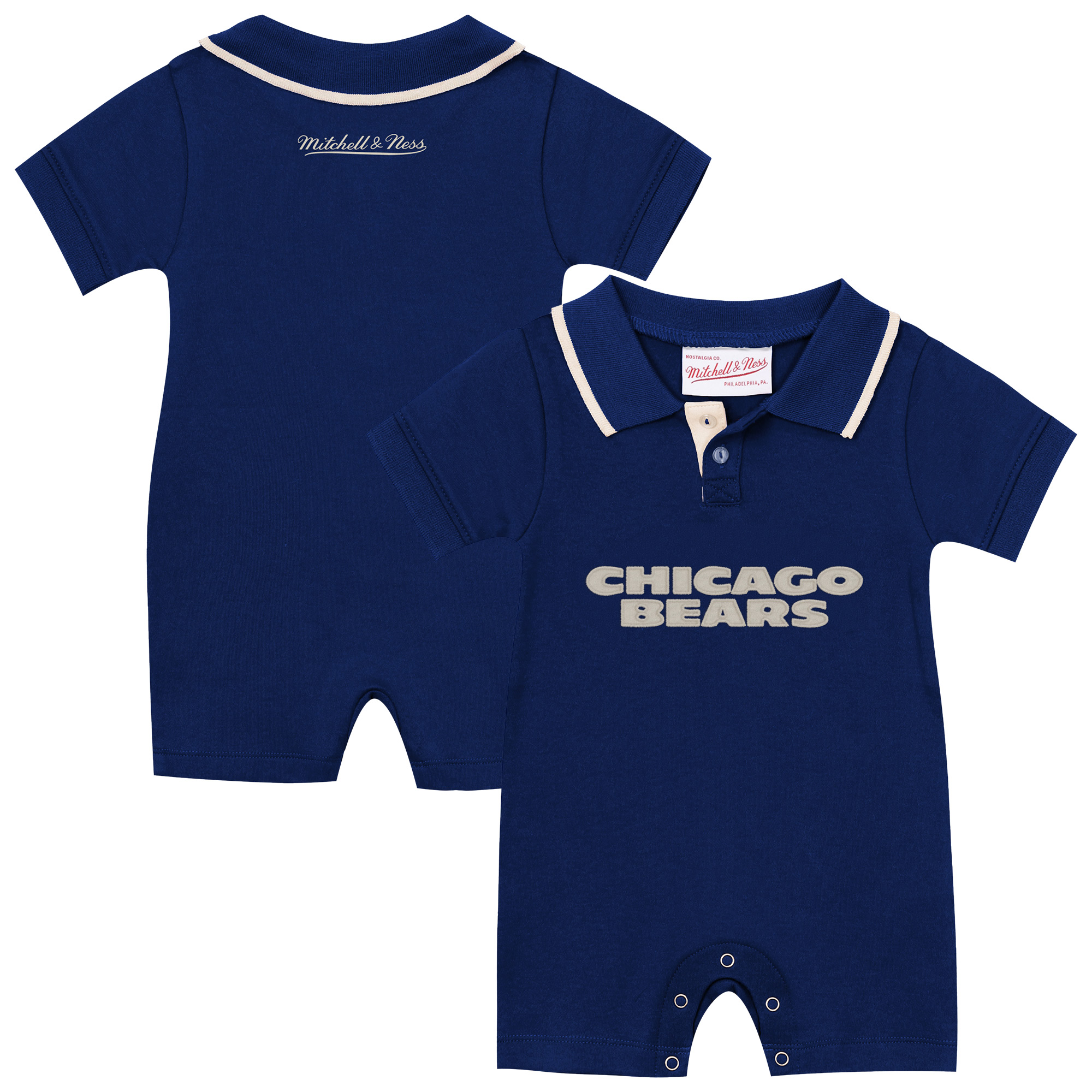 Newborn & Infant Mitchell & Ness Navy Chicago Bears Retro Roots Rugby Romper