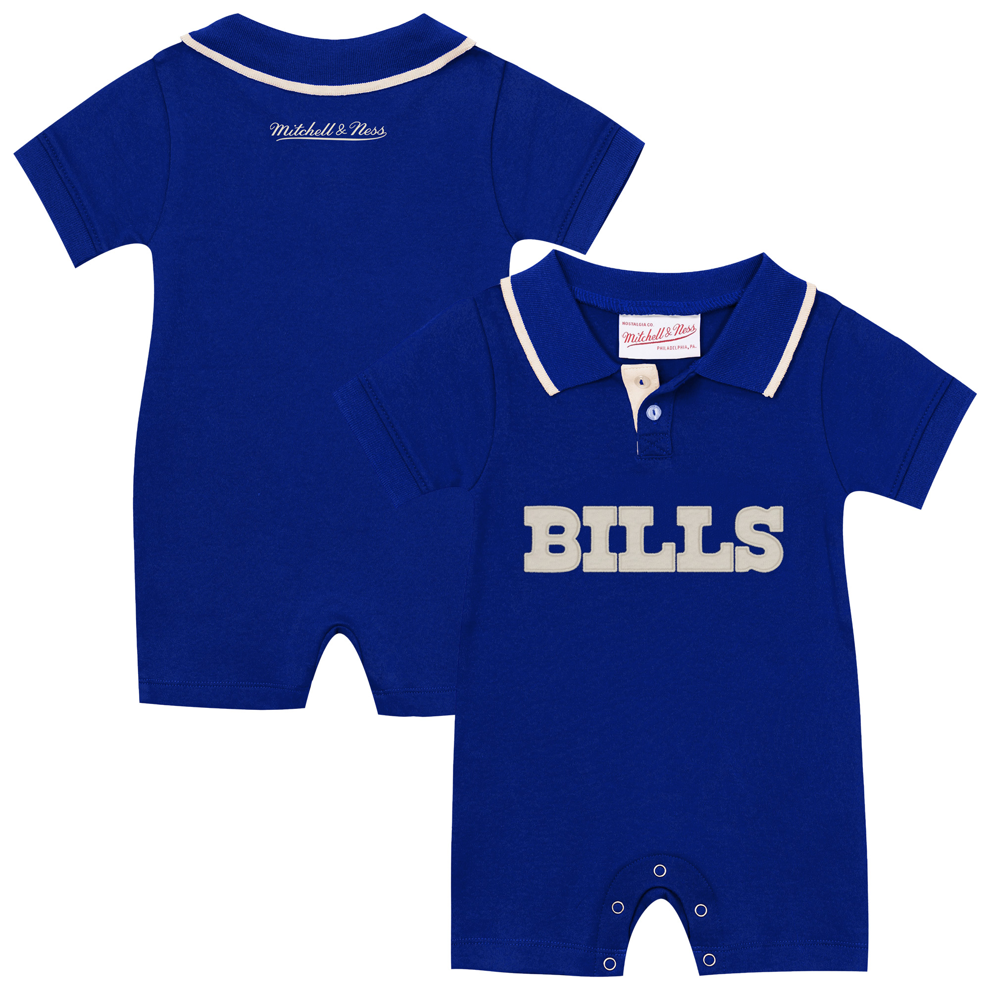 Newborn & Infant Mitchell & Ness Royal Buffalo Bills Retro Roots Rugby Romper
