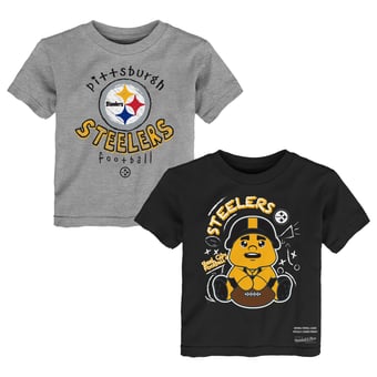 Toddler Mitchell & Ness  Black/Heather Gray Pittsburgh Steelers Two-Pack Sketched Up T-Shirt Set
