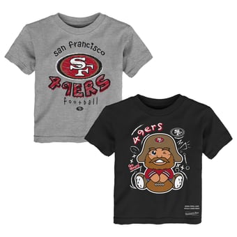 Toddler Mitchell & Ness  Black/Heather Gray San Francisco 49ers Two-Pack Sketched Up T-Shirt Set