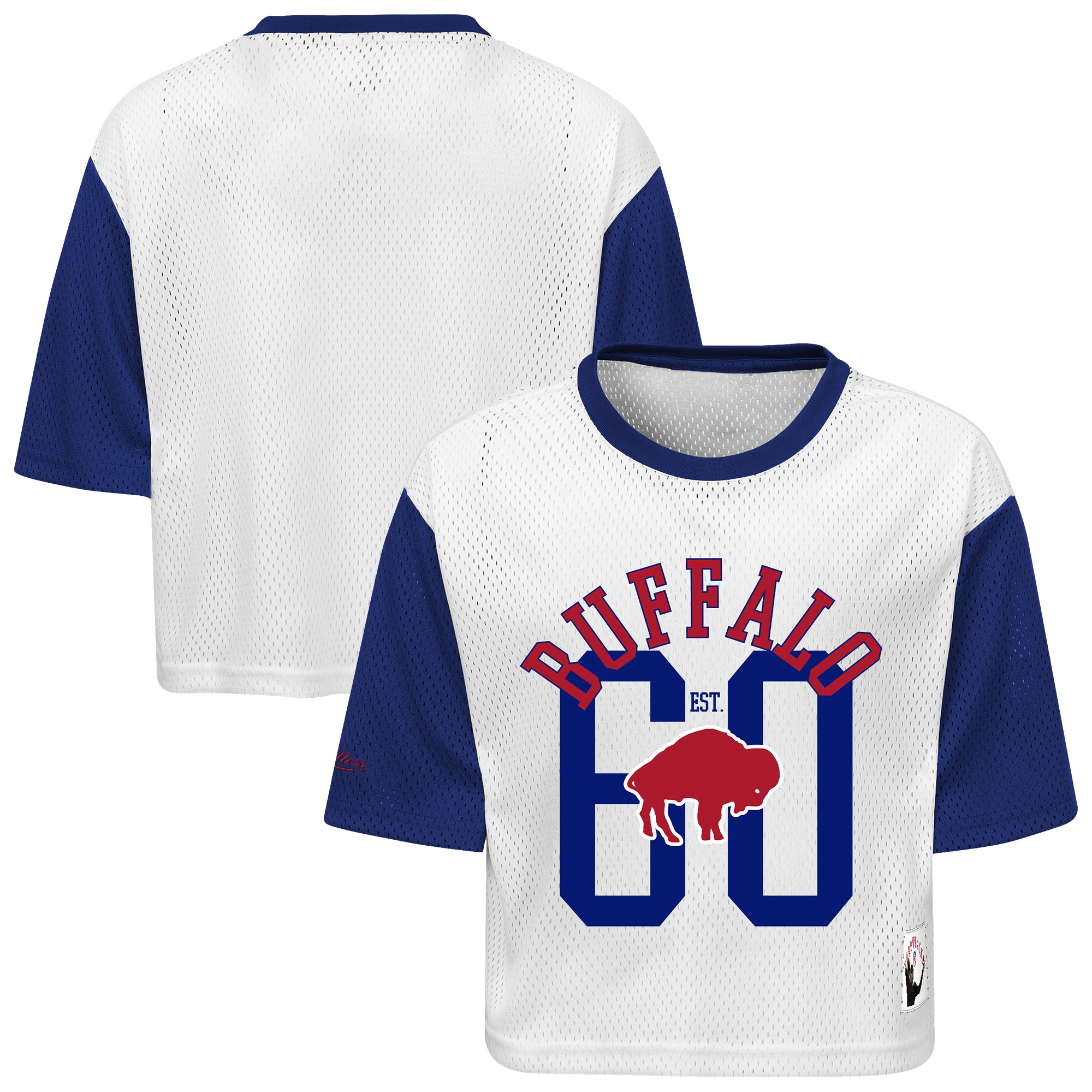 Girls Youth Mitchell & Ness  White Buffalo Bills Game Day Cropped Half Sleeve T-Shirt