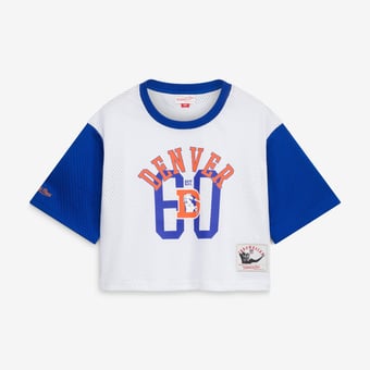 Girls Youth Mitchell & Ness  White Denver Broncos Game Day Cropped Half Sleeve T-Shirt