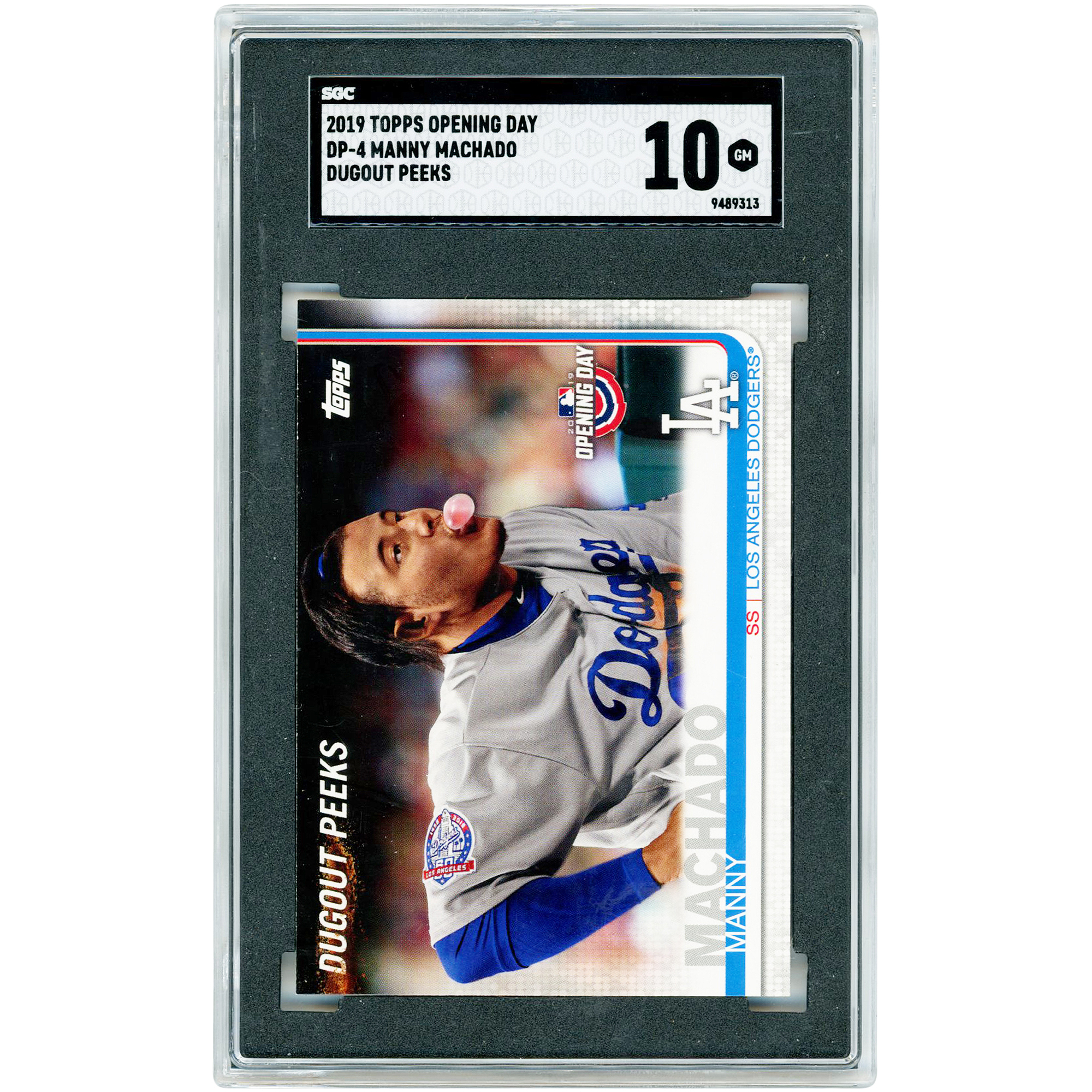 Manny Machado Los Angeles Dodgers 2019 Topps Opening Day Dugout Peeks #DP-4 SGC Authenticated 10 Card