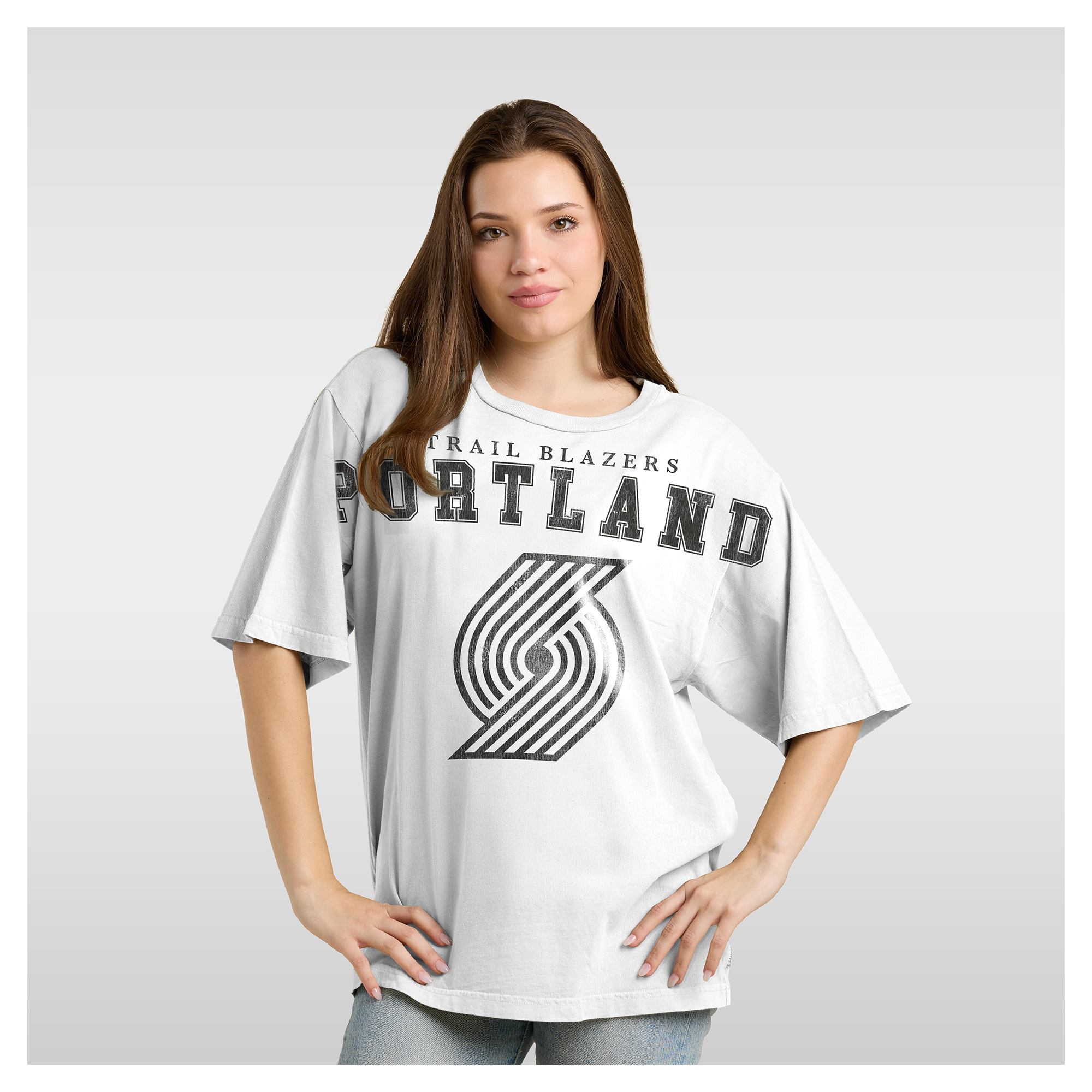 Women's Fanatics  White Portland Trail Blazers Spirit Relaxed Jersey T-Shirt