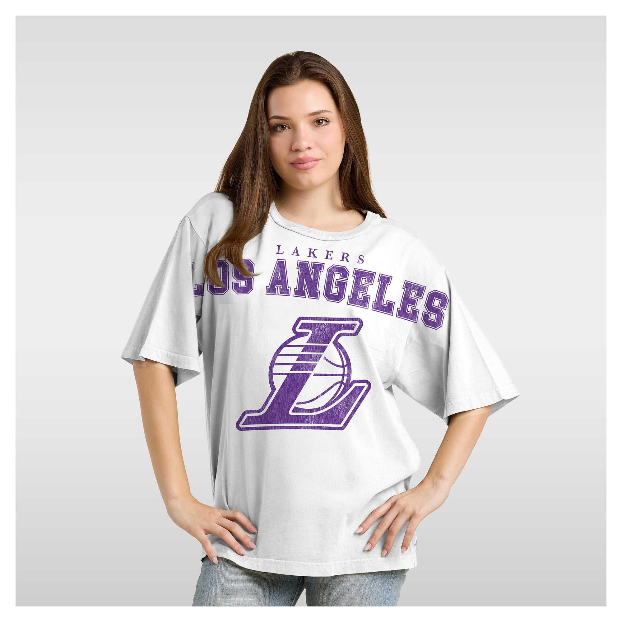 Women's Fanatics  White Los Angeles Lakers Spirit Relaxed Jersey T-Shirt
