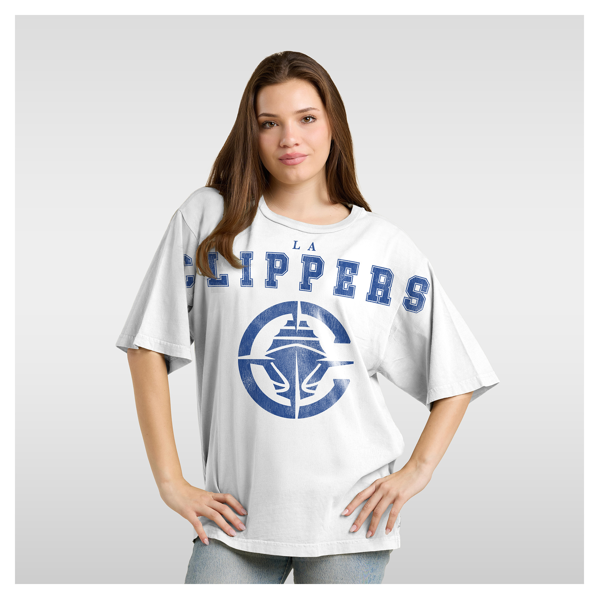 Women's Fanatics White LA Clippers Spirit Relaxed Jersey T-Shirt