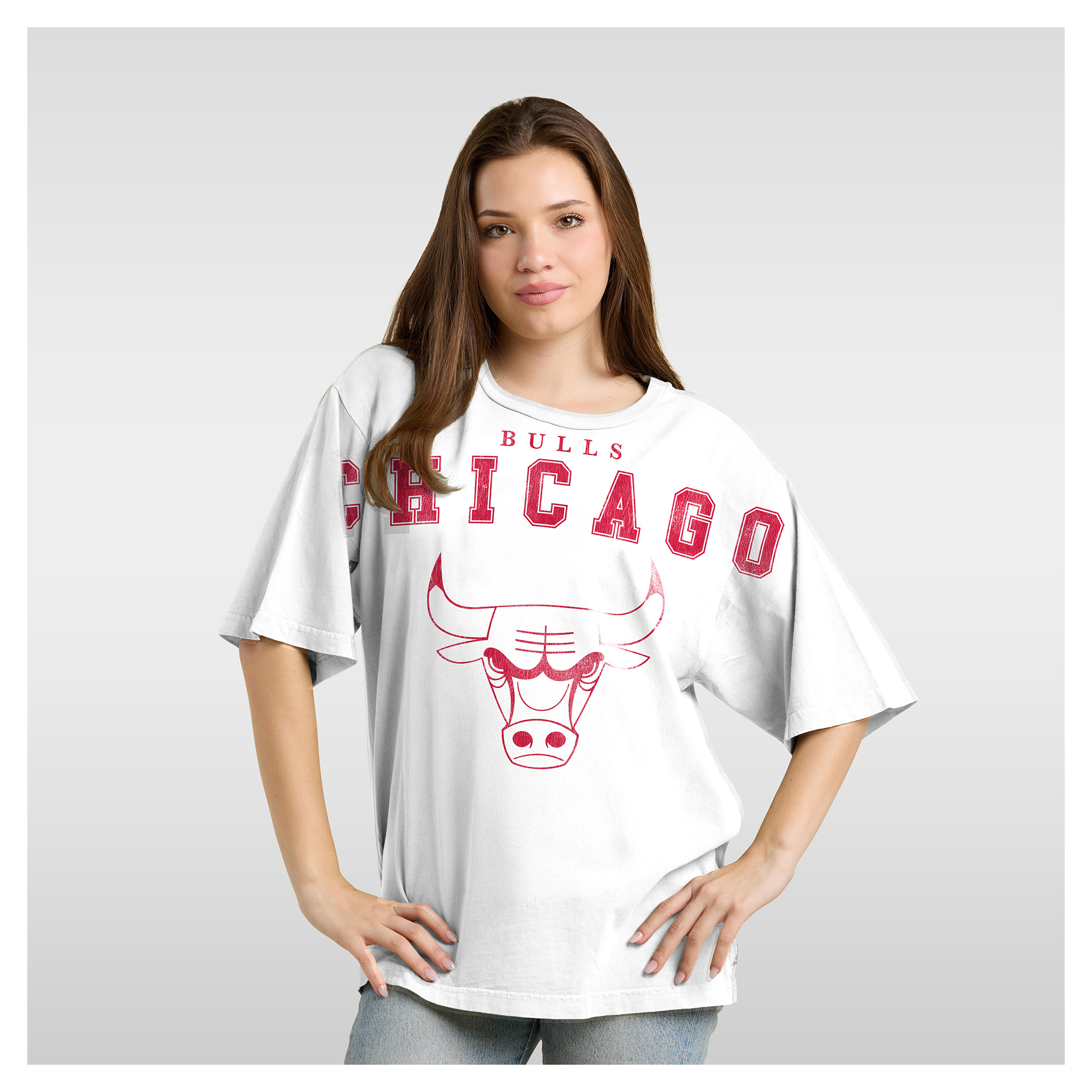 Women's Fanatics White Chicago Bulls Spirit Relaxed Jersey T-Shirt