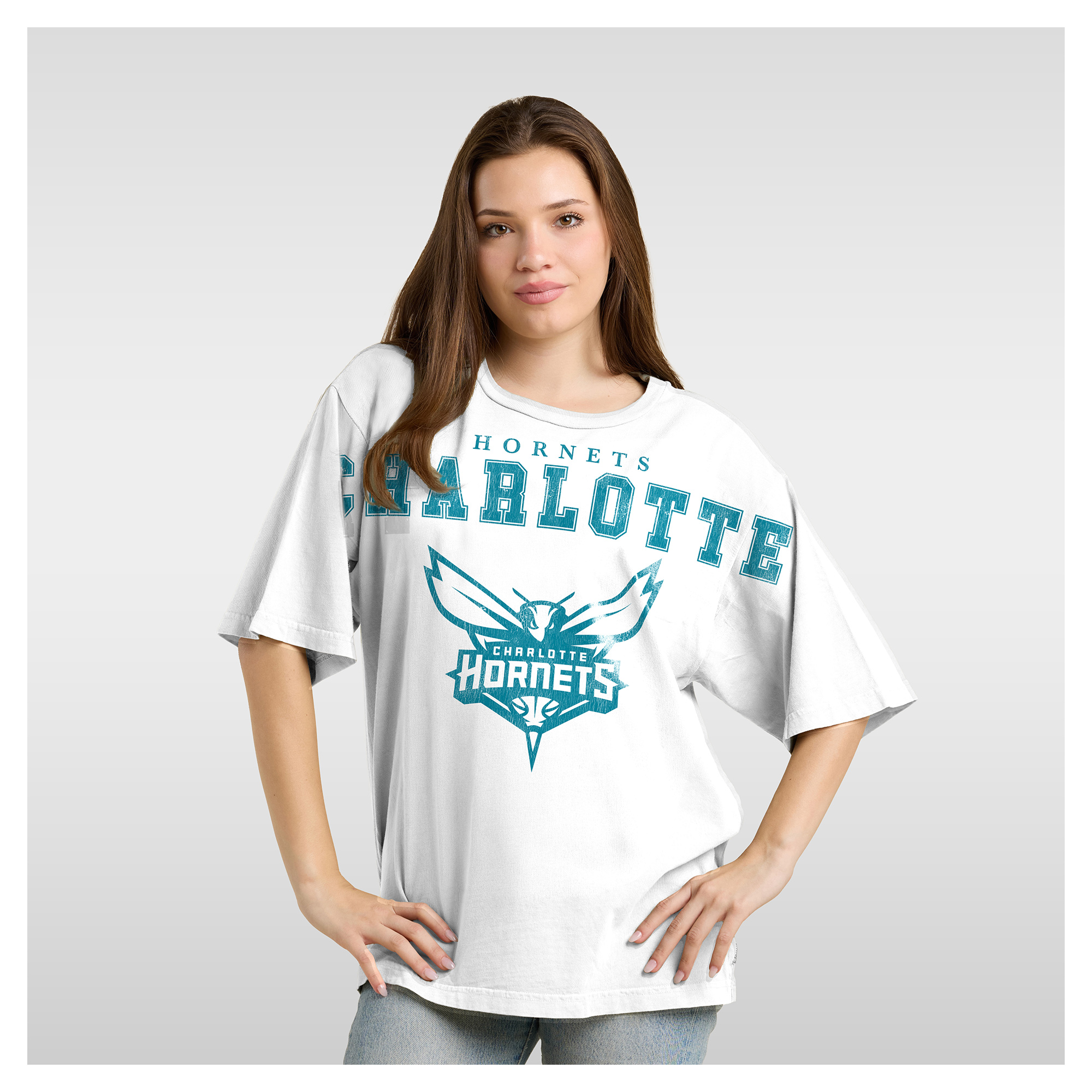 Women's Fanatics  White Charlotte Hornets Spirit Relaxed Jersey T-Shirt
