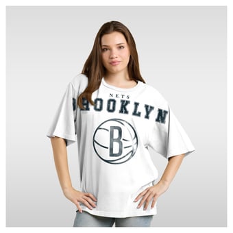 Women's Fanatics  White Brooklyn Nets Spirit Relaxed Jersey T-Shirt