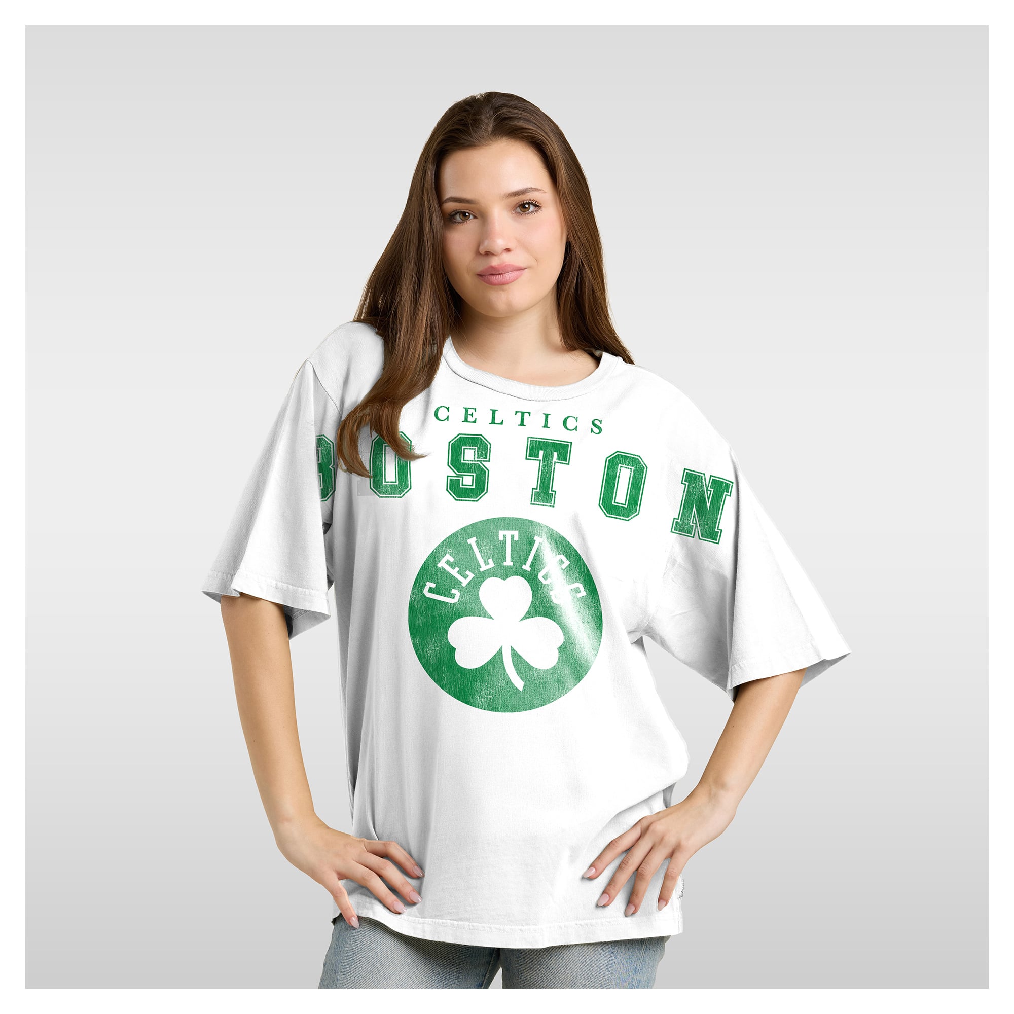 Women's Fanatics  White Boston Celtics Spirit Relaxed Jersey T-Shirt
