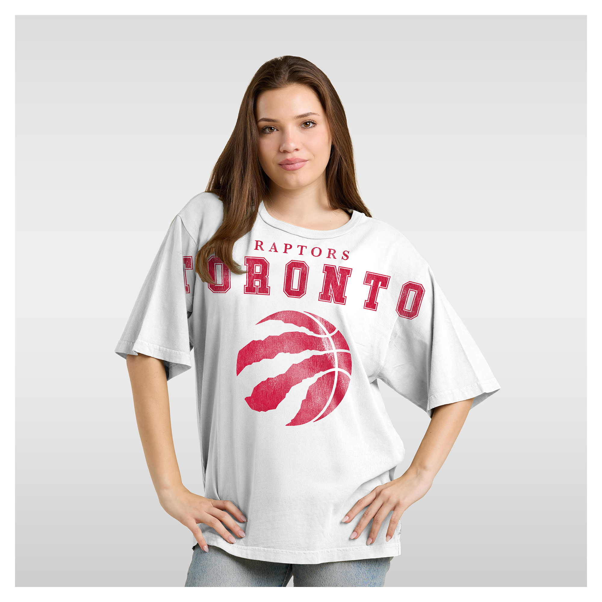 Women's Fanatics White Toronto Raptors Spirit Relaxed Jersey T-Shirt