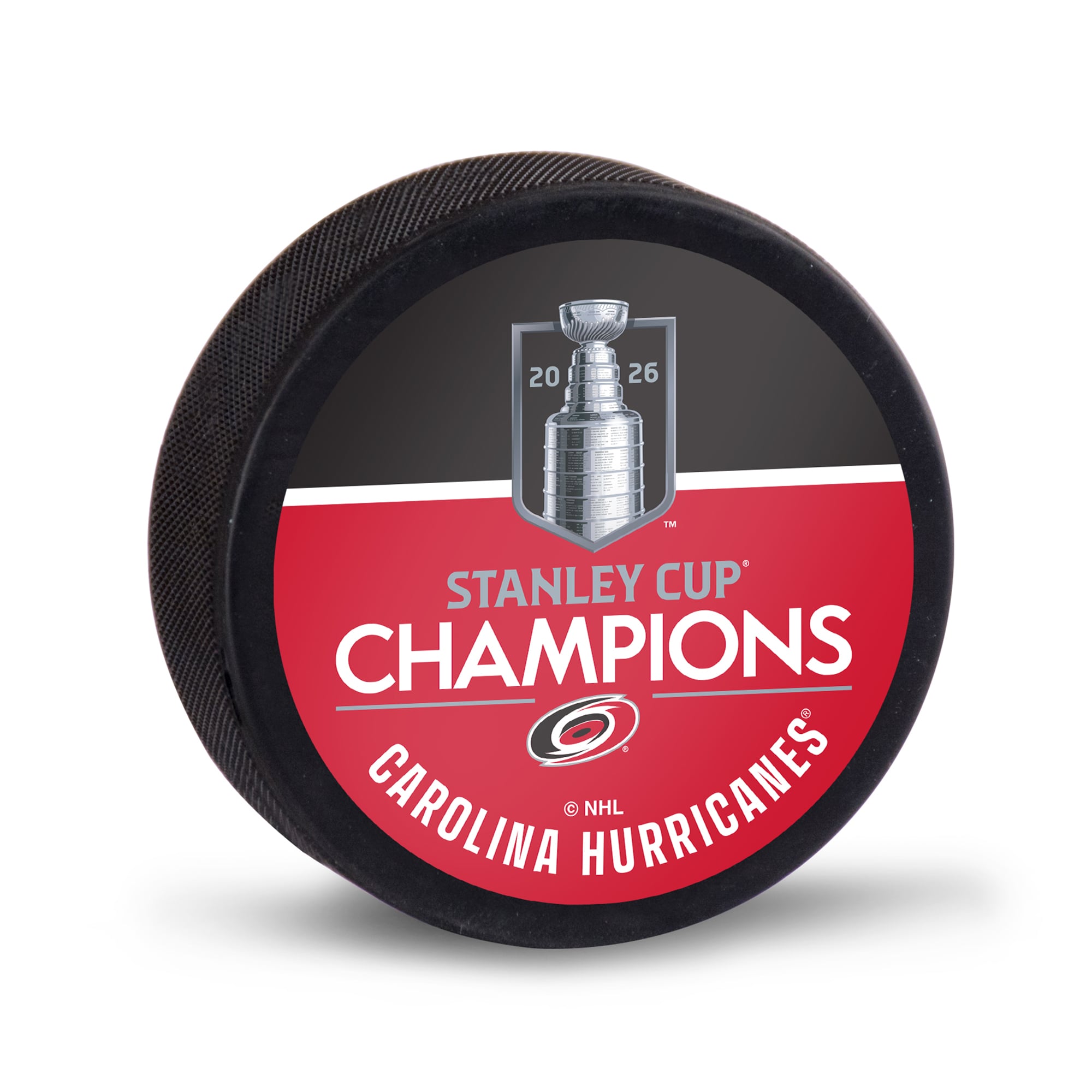 Disco de hockey Carolina Hurricanes Campeones de la Stanley Cup 2026: retailer-supplied image