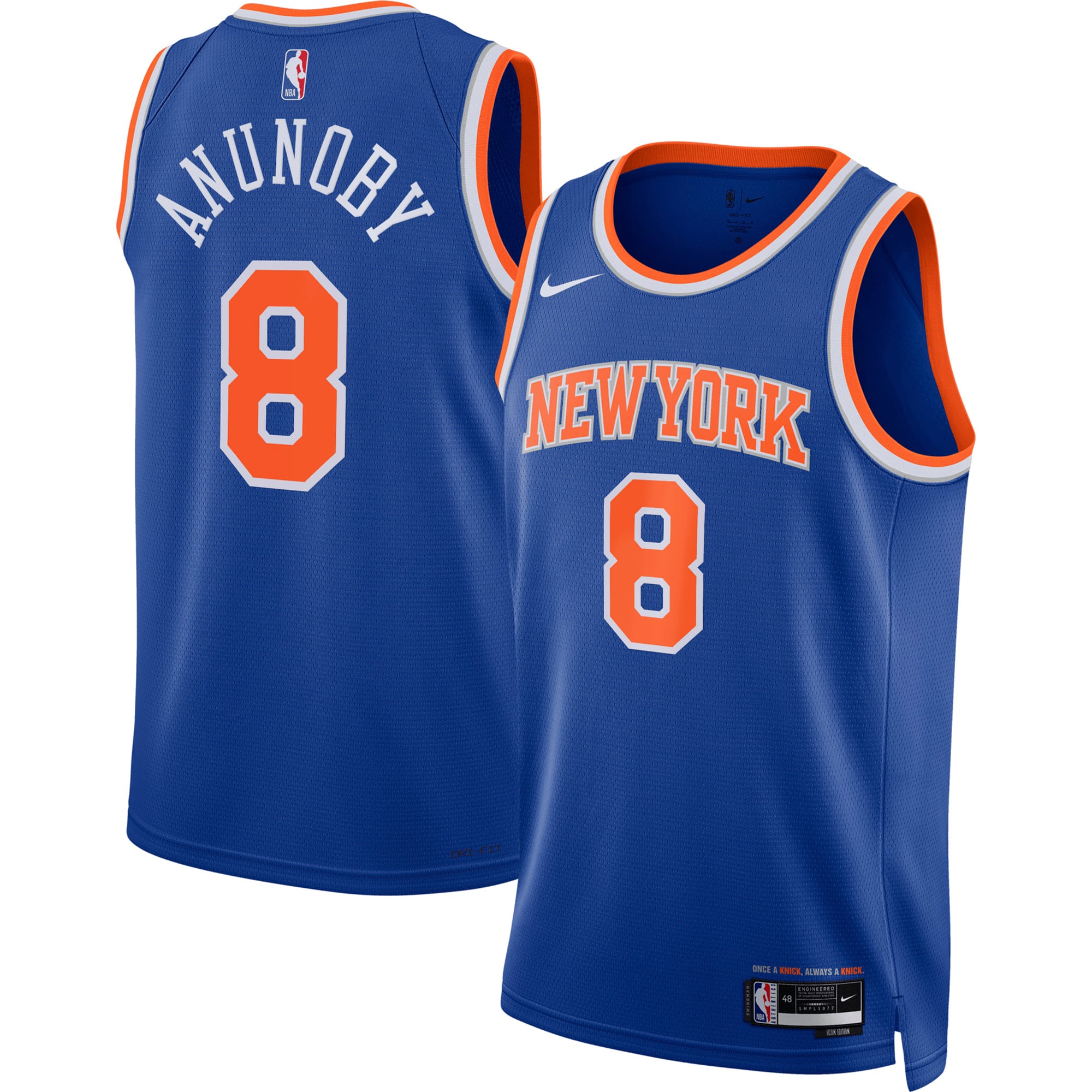 New York Knicks Nike Icon Edition Swingman-Trikot – Blau – OG Anunoby – Unisex