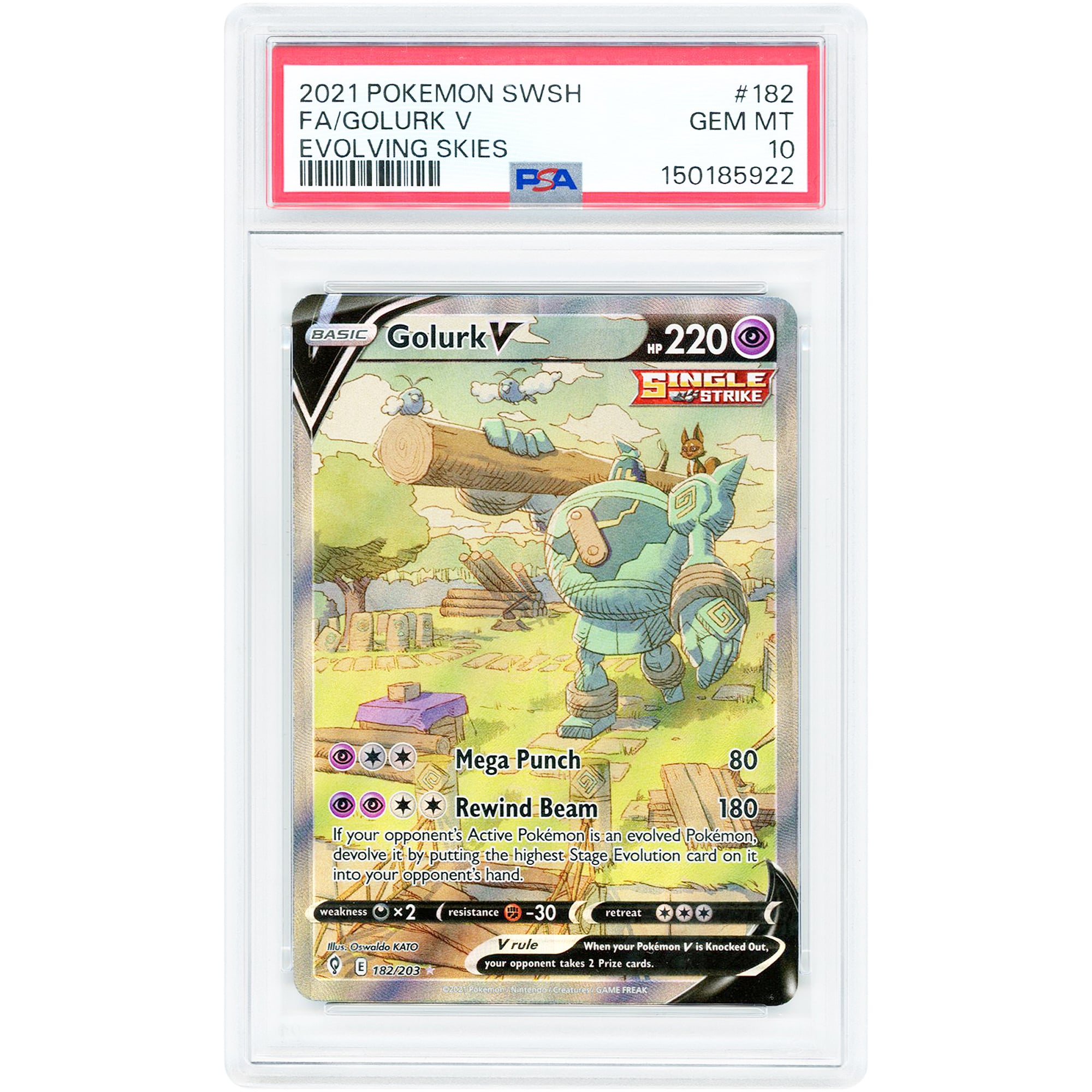 Golurk V 2021 Pokemon Evolving Skies Ultra Rare #182 PSA Authenticated 10 Card