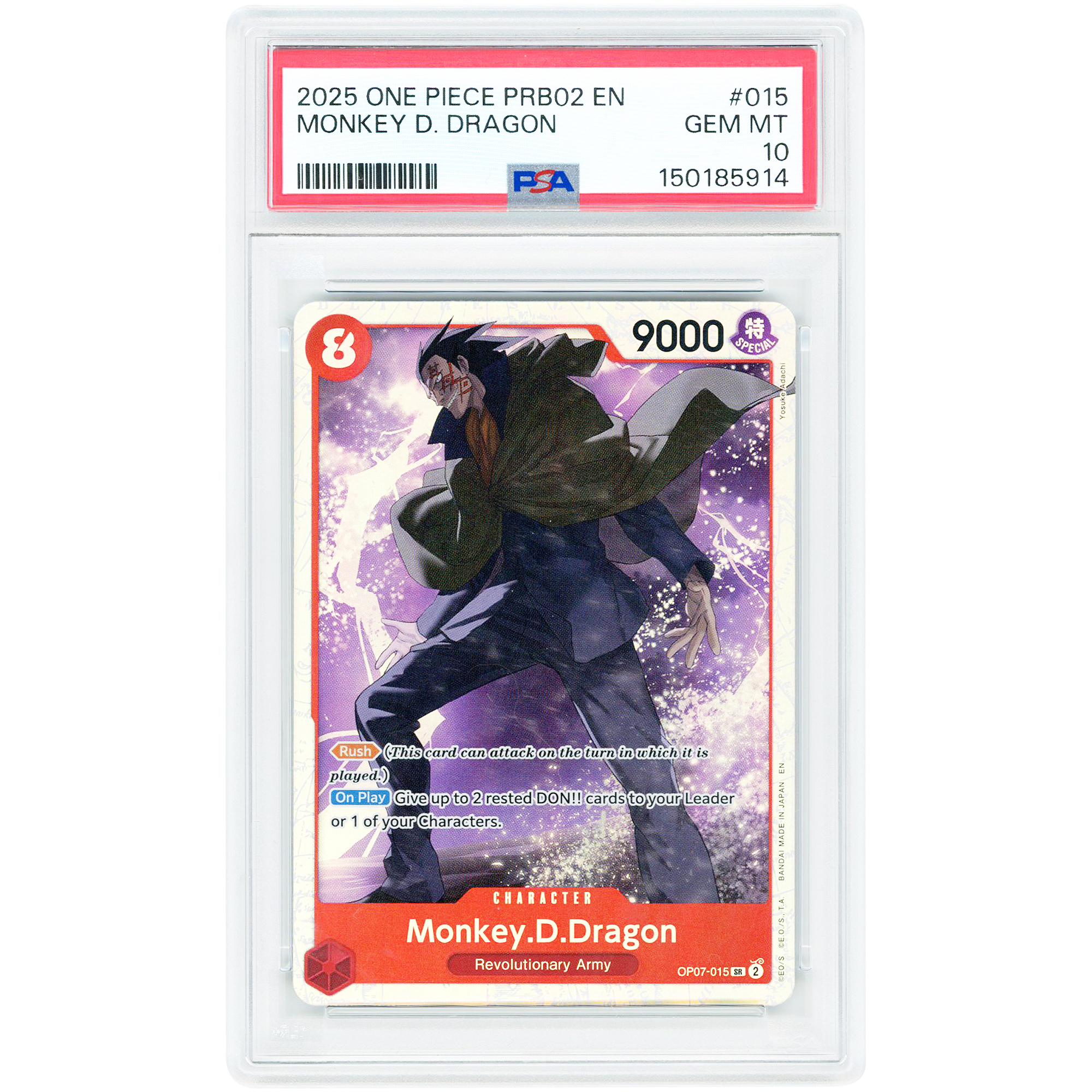 Monkey D. Dragon 2024 One Piece 500 Years in the Future Super Rare #OP07-015 PSA Authenticated 10 Card