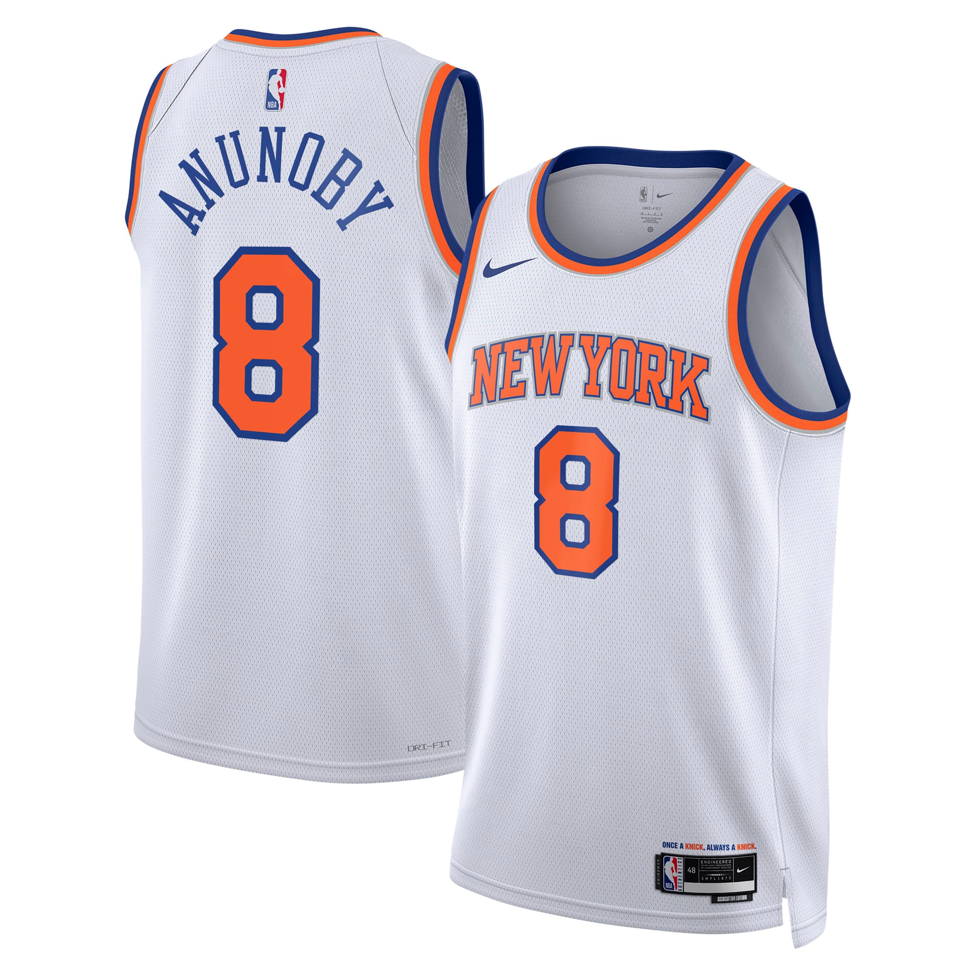 New York Knicks Nike Association Edition Swingman-Trikot – Weiß – OG Anunoby – Jugend