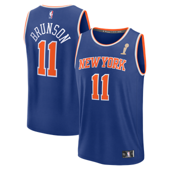 Men's Fanatics Jalen Brunson Blue New York Knicks 2026 NBA Finals Champions Fast Break Jersey - Icon Edition
