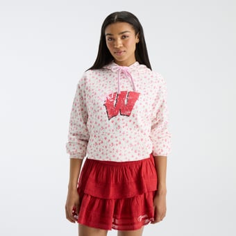 LoveShackFancy Women's White Wisconsin Badgers Nacova Hoodie