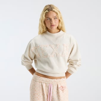 LoveShackFancy Women's Cream Texas Longhorns Mockneck Sweatshirt