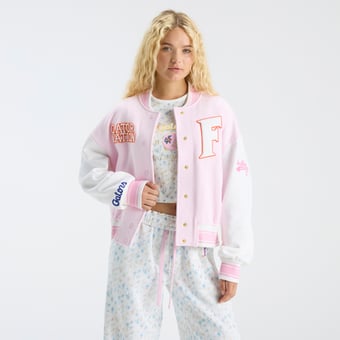 LoveShackFancy Women's Pink Florida Gators Collegiate Varsity Full-Snap Jacket