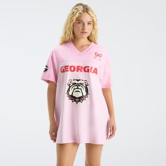 LoveShackFancy Women's Pink Georgia Bulldogs Varsity Crush Jersey Dress