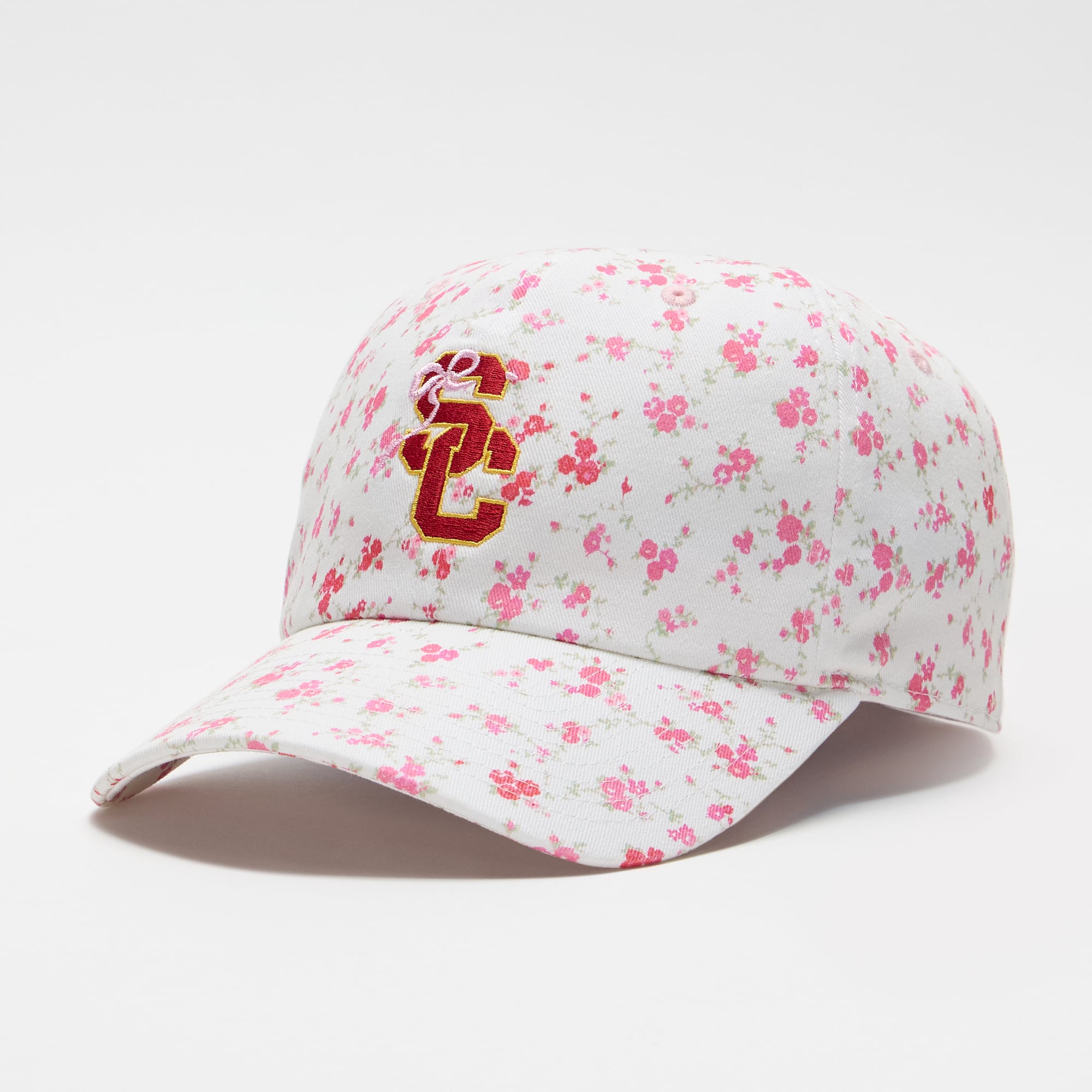 LoveShackFancy Women's White USC Trojans Floral Adjustable Hat