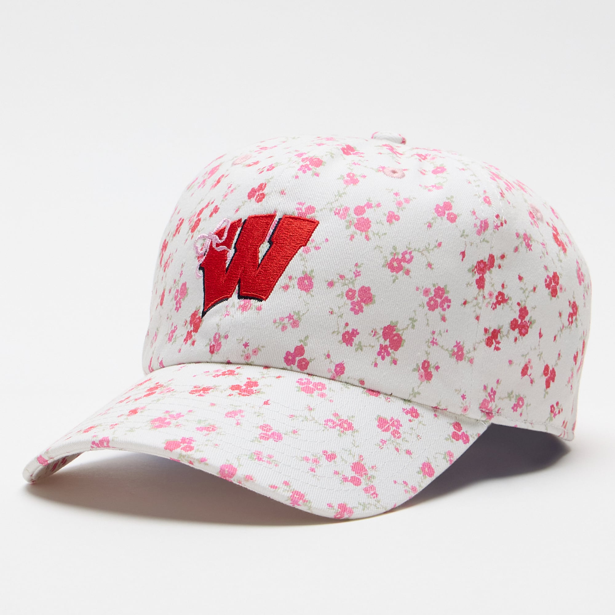 LoveShackFancy Women's White Wisconsin Badgers Floral Adjustable Hat