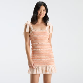 LoveShackFancy Women's Tennessee Orange Tennessee Volunteers Belle Smocked Dress