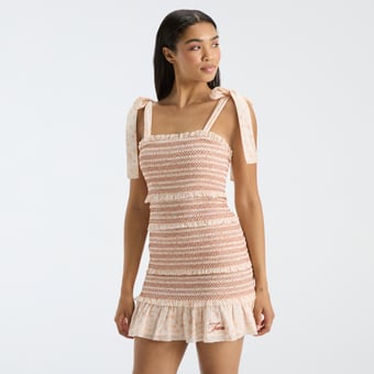 LoveShackFancy Women's Texas Orange Texas Longhorns Belle Smocked Dress