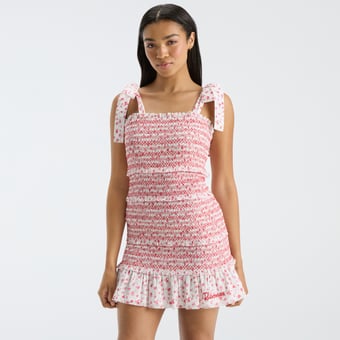 LoveShackFancy Women's Red Wisconsin Badgers Belle Smocked Dress