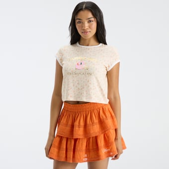 LoveShackFancy Women's Orange Miami Hurricanes MaryKate Ringer T-Shirt