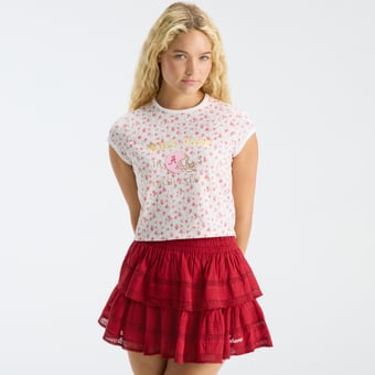 LoveShackFancy Women's Crimson Alabama Crimson Tide MaryKate Ringer T-Shirt