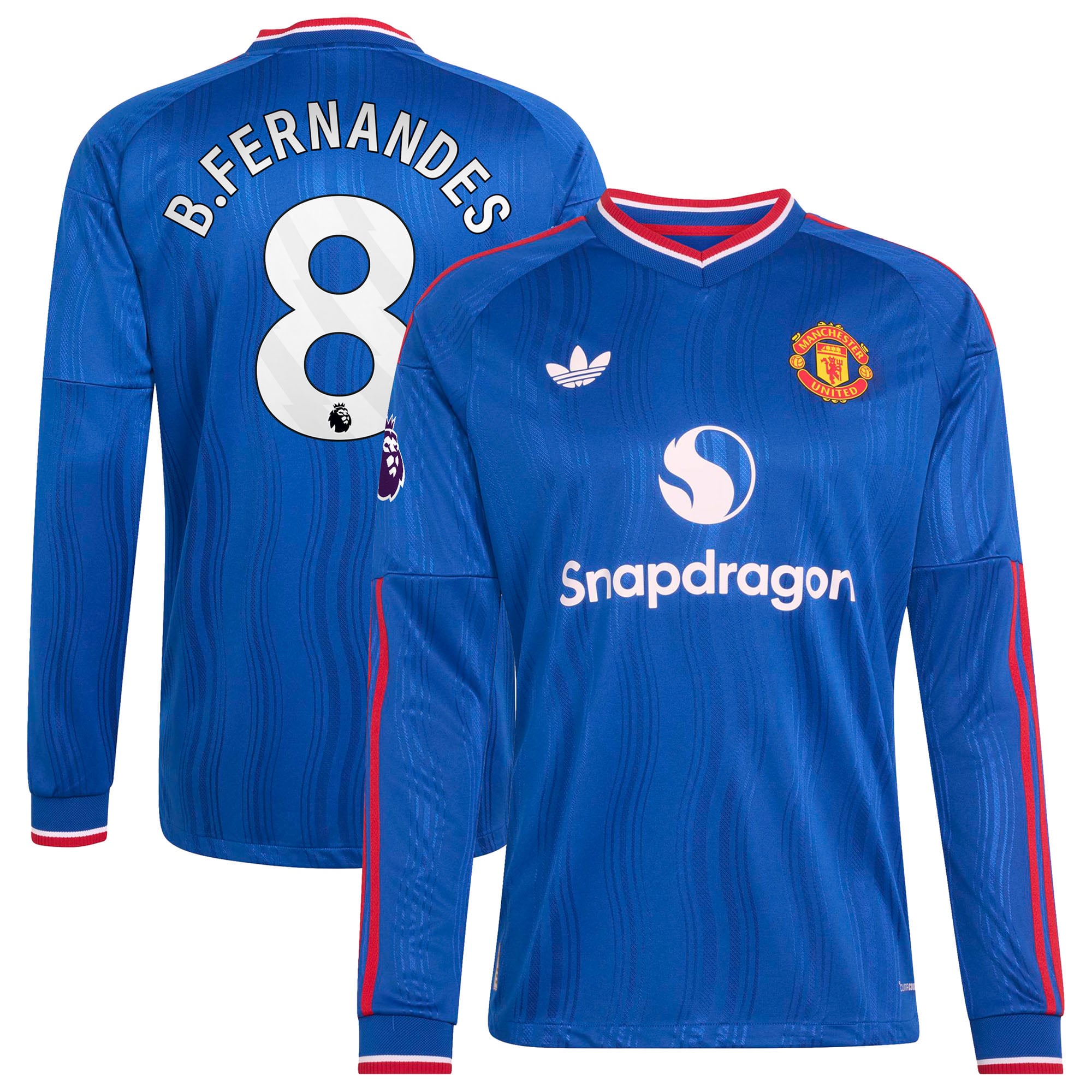 Men's adidas Bruno Fernandes Royal Manchester United 2026/27 Away On-Field Authentic Long Sleeve Jersey