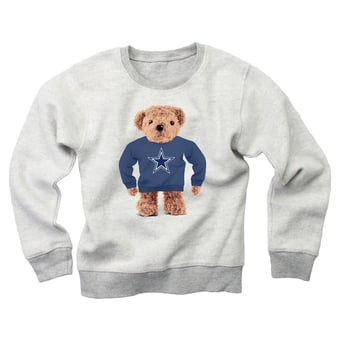 Youth Wes & Willy Gray Dallas Cowboys Reverse Fleece Teddy Bear Sweatshirt