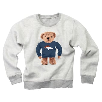Youth Wes & Willy Gray Denver Broncos Reverse Fleece Teddy Bear Sweatshirt