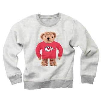 Youth Wes & Willy Gray Kansas City Chiefs Reverse Fleece Teddy Bear Sweatshirt