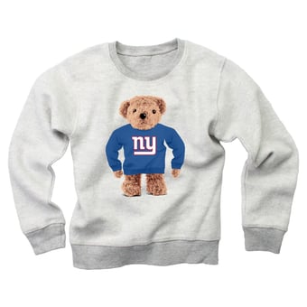 Youth Wes & Willy Gray New York Giants Reverse Fleece Teddy Bear Sweatshirt