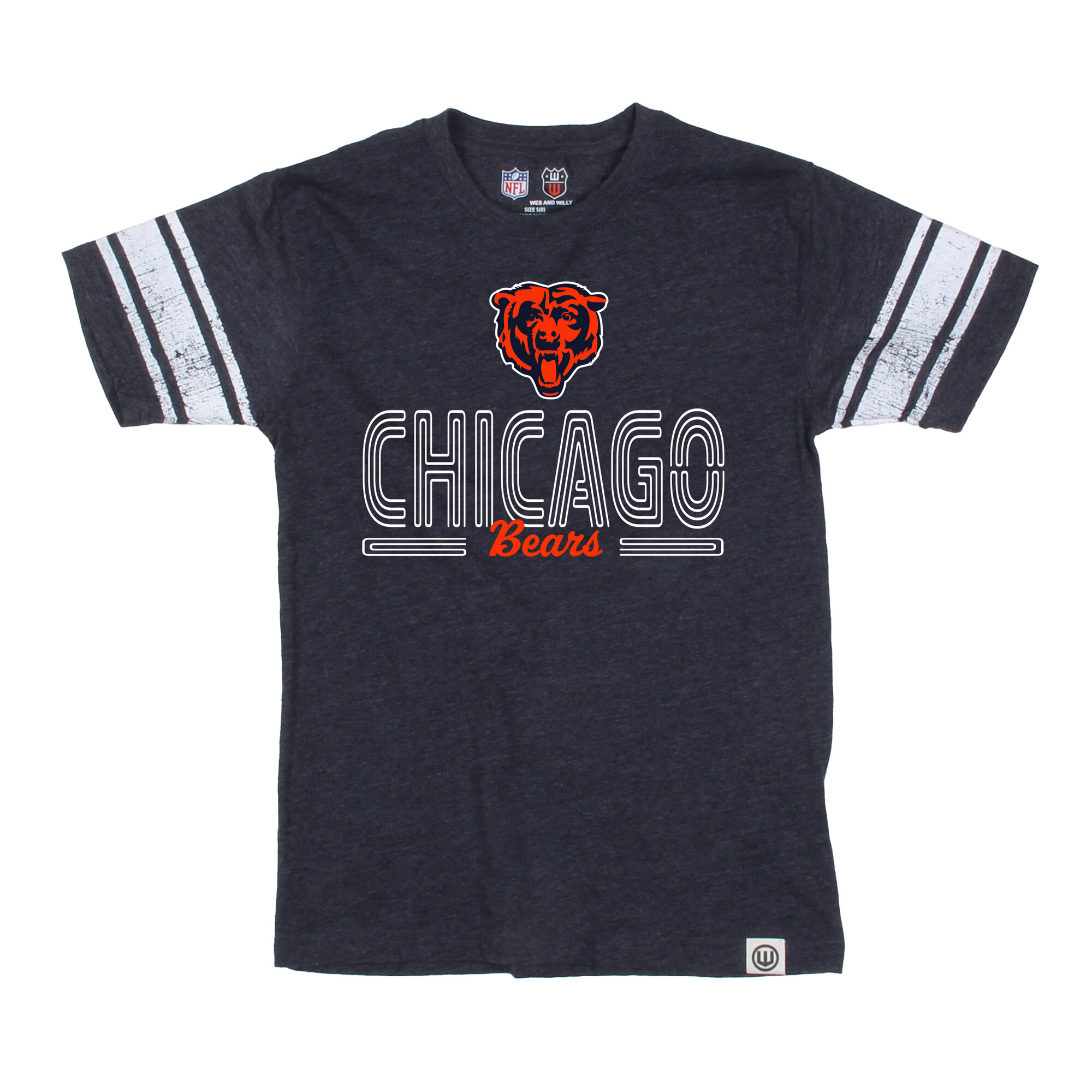 Youth Wes & Willy Navy Chicago Bears Football Jersey T-Shirt
