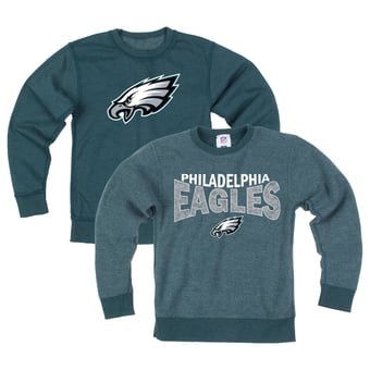 Youth Wes & Willy  Midnight Green Philadelphia Eagles Reversible Fleece Sweatshirt