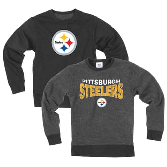 Youth Wes & Willy  Black Pittsburgh Steelers Reversible Fleece Sweatshirt