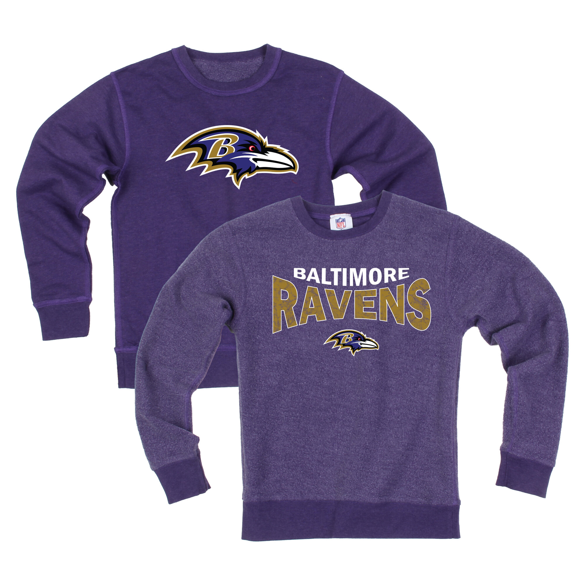 Wes & Willy Big Boys' and Girls' Purple Baltimore Ravens Reversible Fleece Sweatshirt - Purple