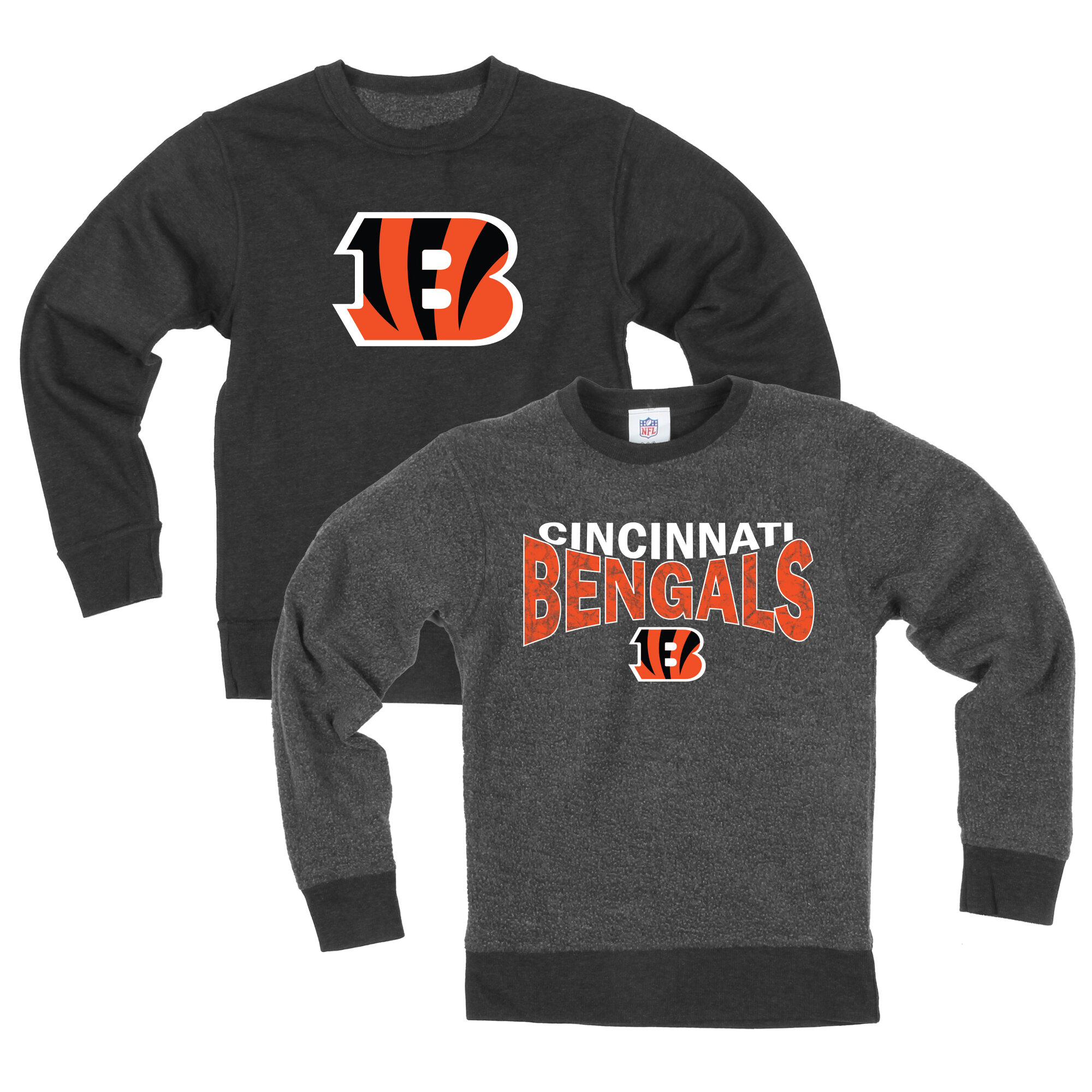 Wes & Willy Big Boys' and Girls' Black Cincinnati Bengals Reversible Fleece Sweatshirt - Black