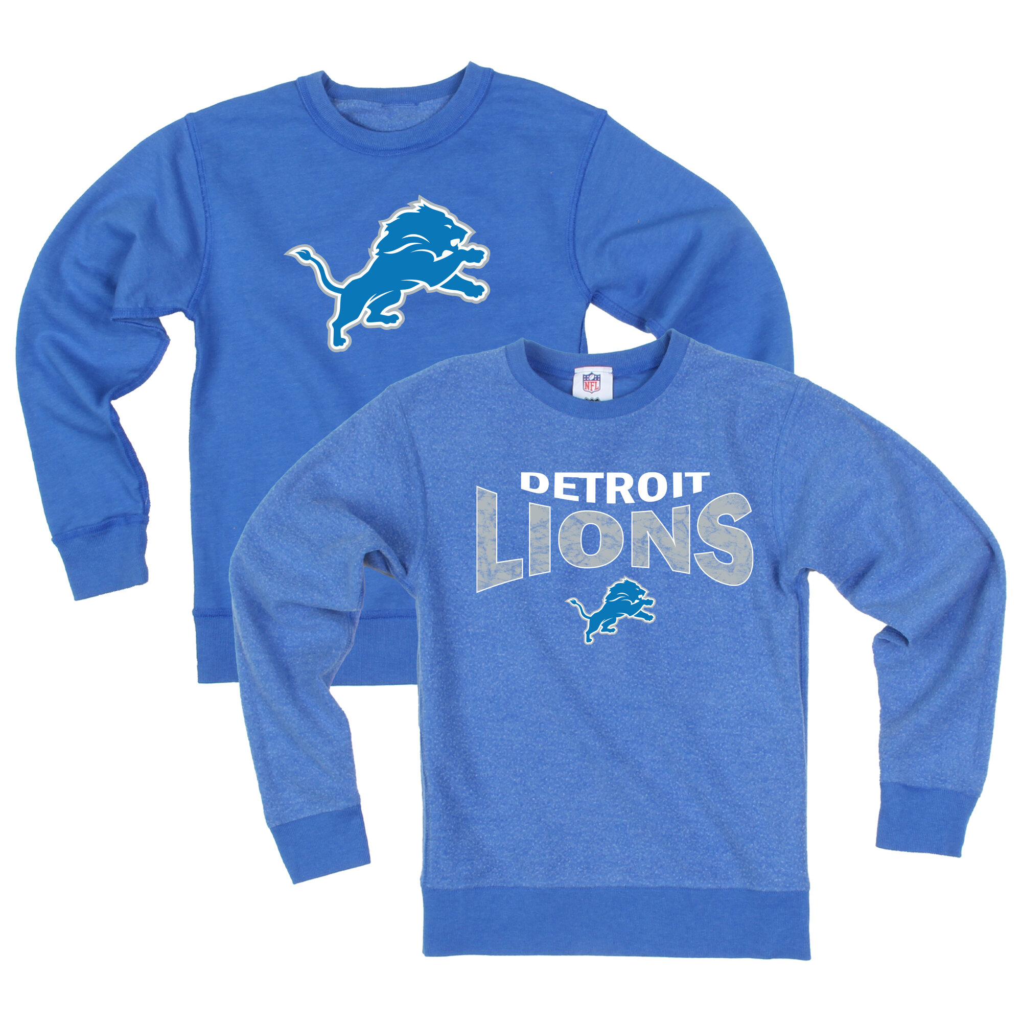 Youth Wes & Willy  Blue Detroit Lions Reversible Fleece Sweatshirt
