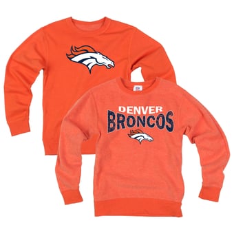 Youth Wes & Willy  Orange Denver Broncos Reversible Fleece Sweatshirt
