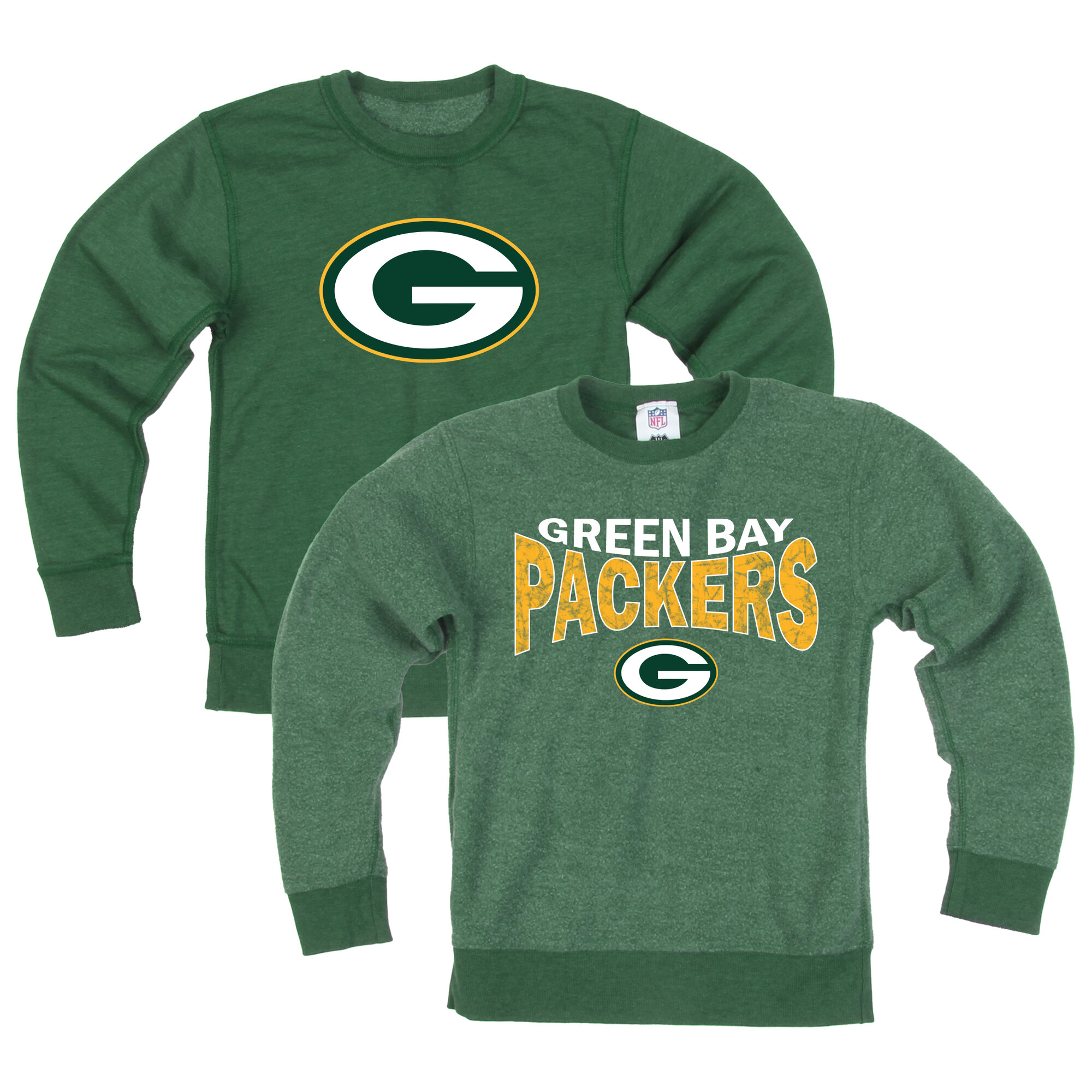 Wes & Willy Big Boys' and Girls' Green Bay Packers Reversible Fleece Sweatshirt - Green