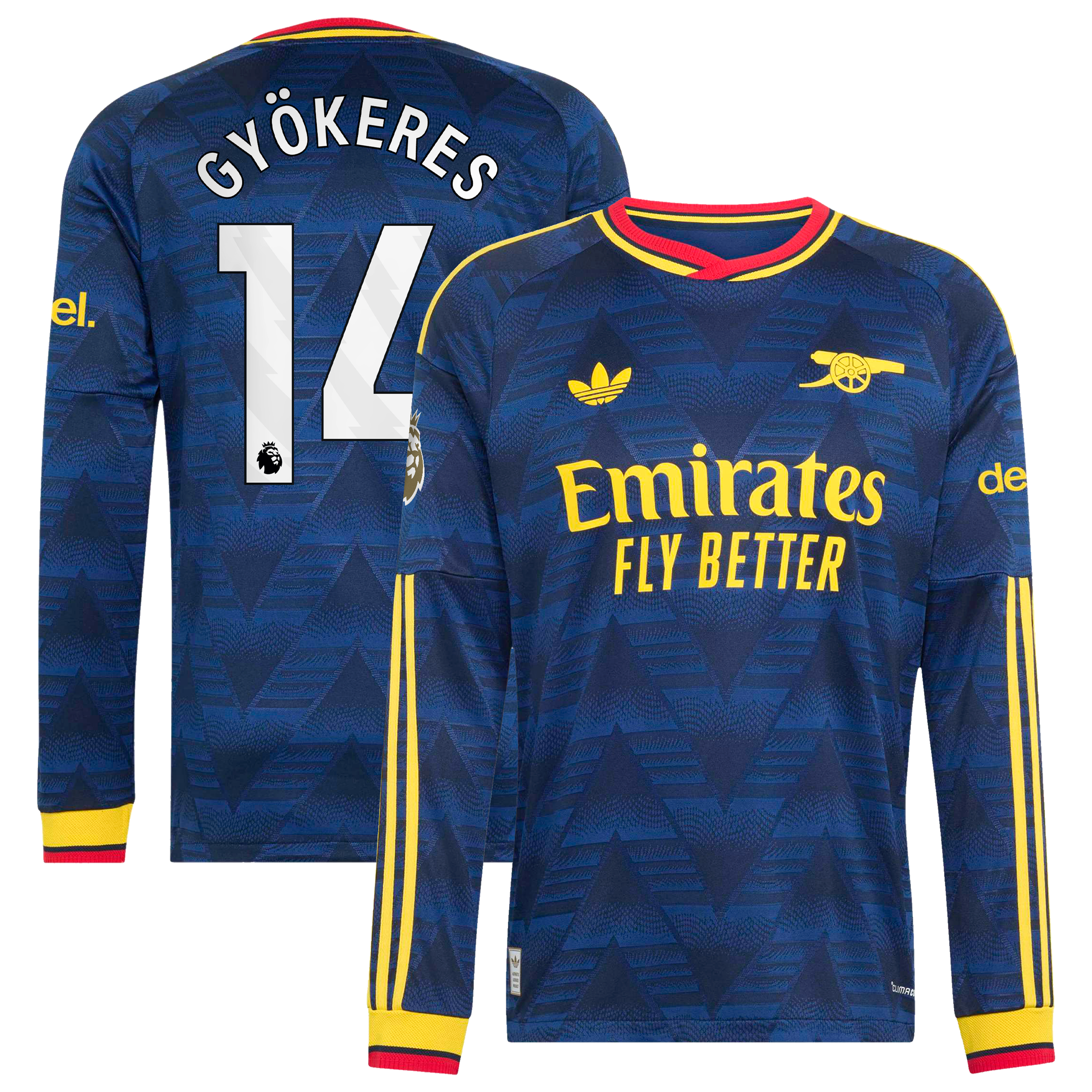 Men's adidas Viktor Gyökeres Navy Arsenal 2026/27 Away On-Field Authentic Long Sleeve Jersey
