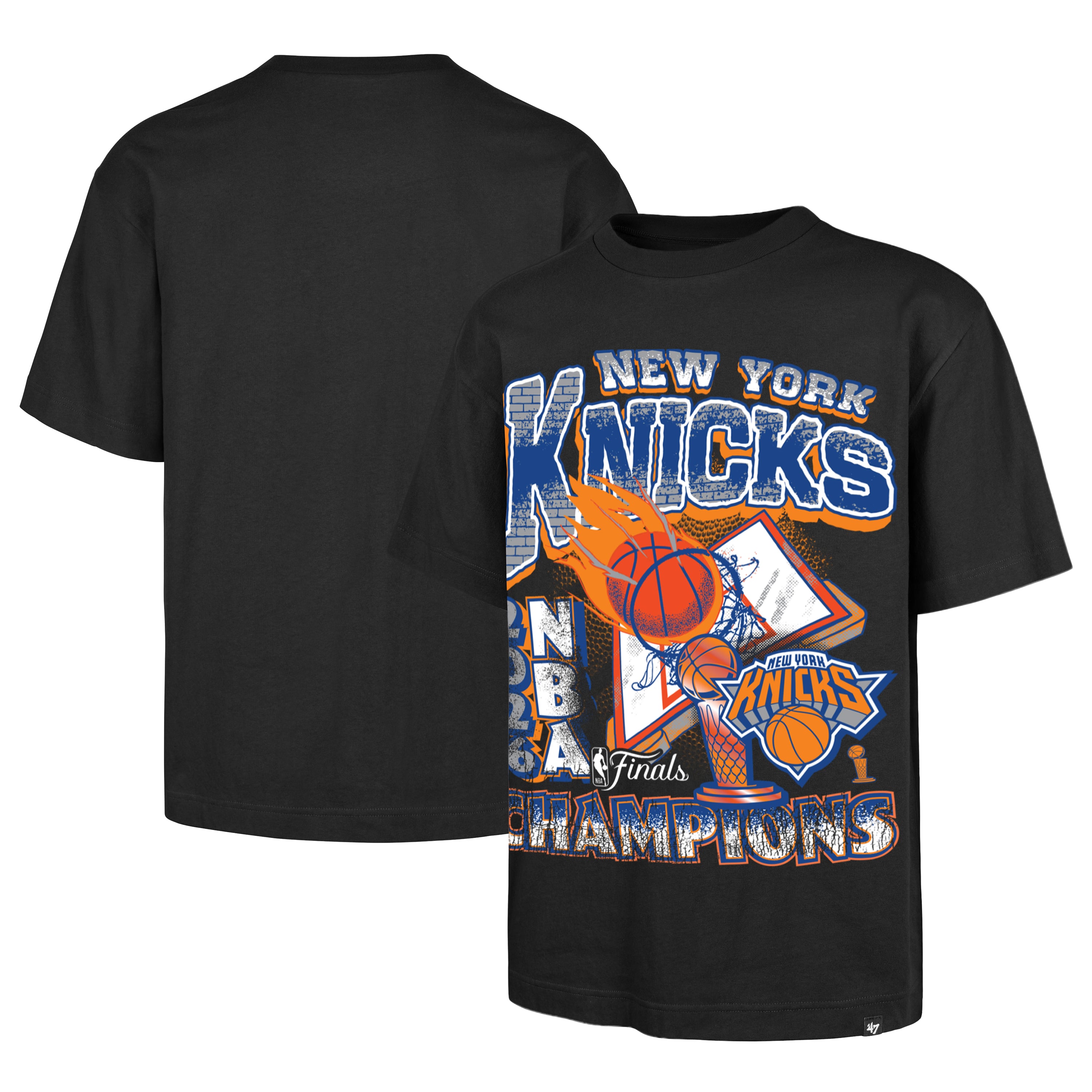 Men's '47 Black New York Knicks 2026 NBA Finals Champions Foundation T-Shirt