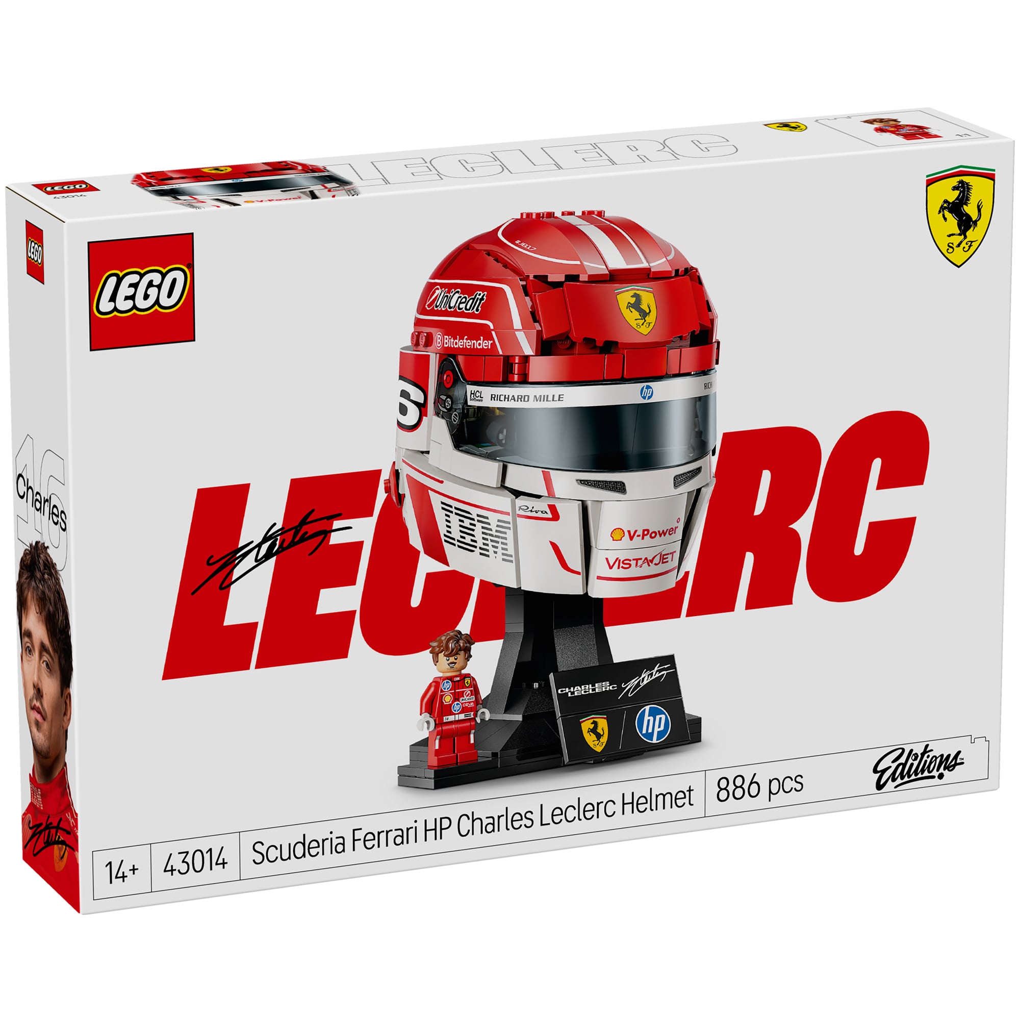 LEGO Editions Scuderia Ferrari HP Charles Leclerc Helmet Construction Set 43014