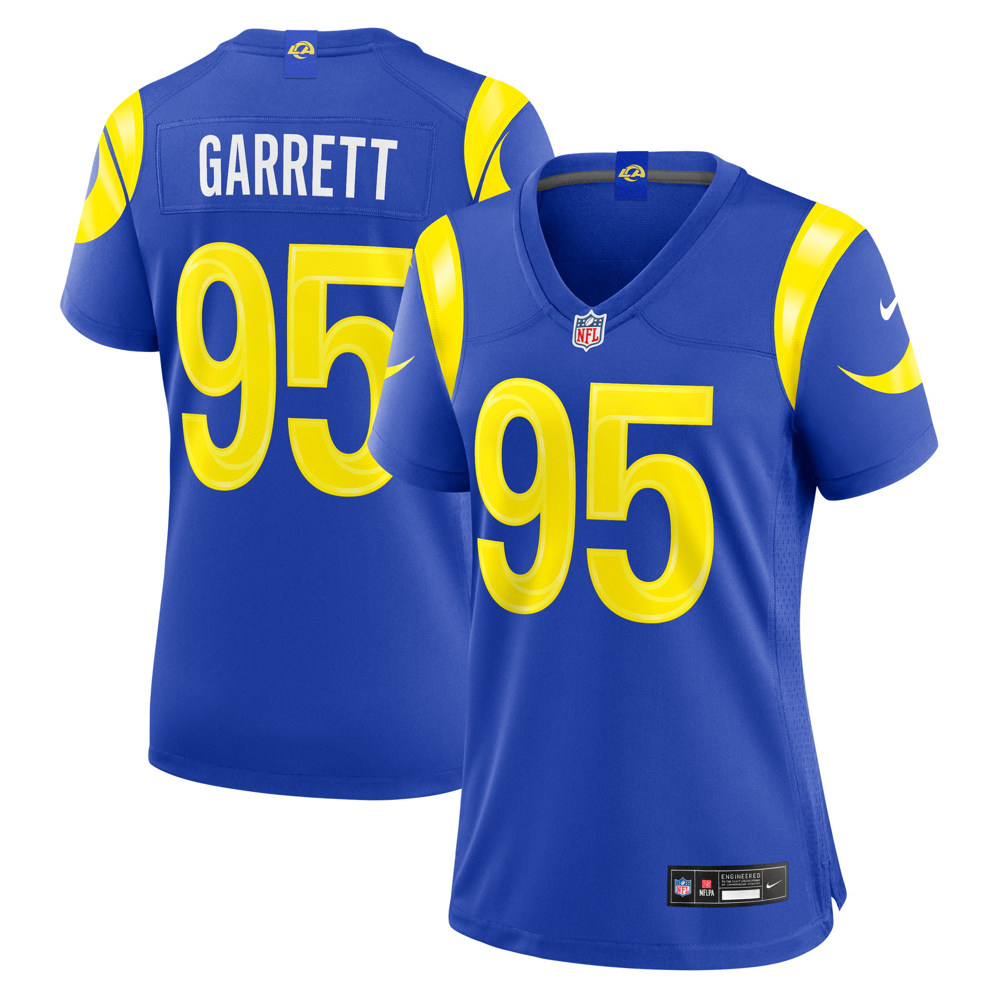 Camiseta Nike Game de la 1ª equipación del Los Angeles Rams - Azul marino - Myles Garrett - Mujer
