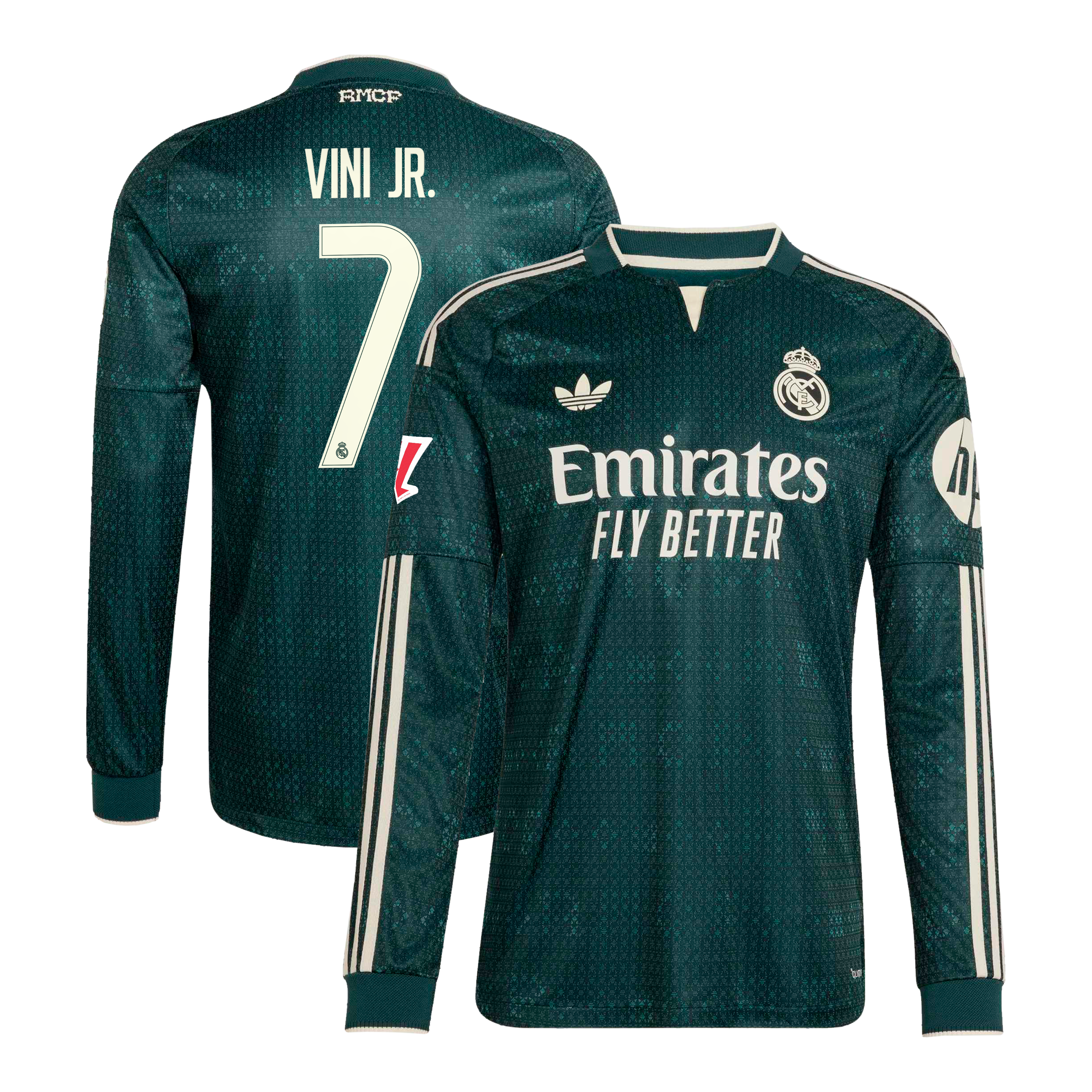 Men's adidas Vini Jr. Green Real Madrid 2026/27 Away On-Field Authentic Long Sleeve Jersey